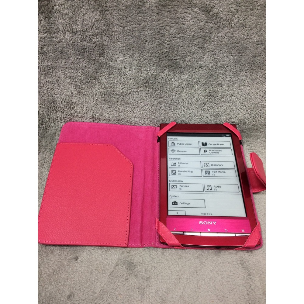 Sony Digital Book Reader eReader PRS-T1 Red with Cover Bundle Untested